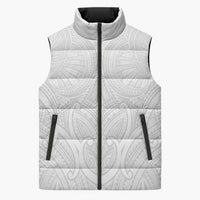 Samoan Traditional Art Tattoos Sleeveless Puffer Jacket Tatau Roman Reigns White Color LT03 Unisex White - Polynesian Pride