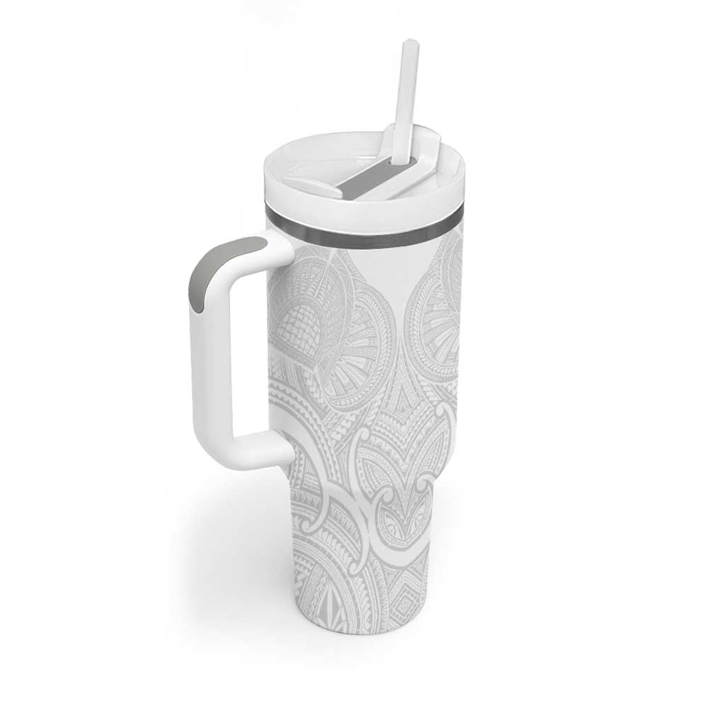 Samoan Traditional Art Tattoos Tumbler With Handle Tatau Roman Reigns White Color - Polynesian Pride
