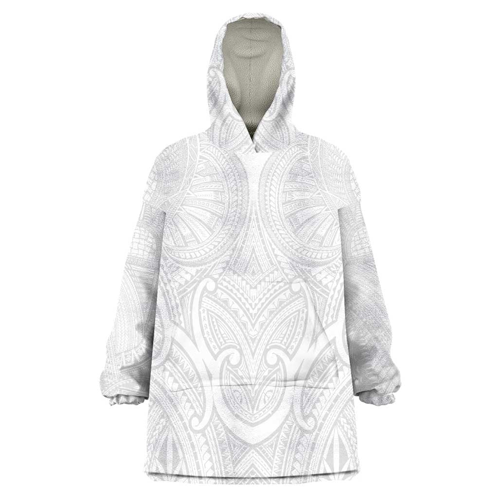 Samoan Traditional Art Tattoos Wearable Blanket Hoodie Tatau Roman Reigns White Color LT03 One Size White - Polynesian Pride
