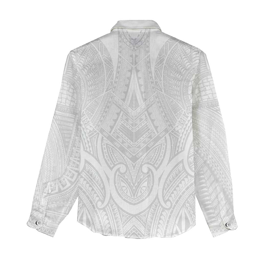 Samoan Traditional Art Tattoos Women Casual Shirt Tatau Roman Reigns White Color LT03 - Polynesian Pride