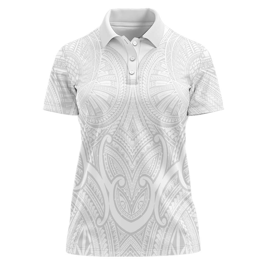 Samoan Traditional Art Tattoos Women Polo Shirt Tatau Roman Reigns White Color - Polynesian Pride