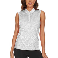 Samoan Traditional Art Tattoos Women Sleeveless Polo Shirt Tatau Roman Reigns White Color LT03 - Polynesian Pride