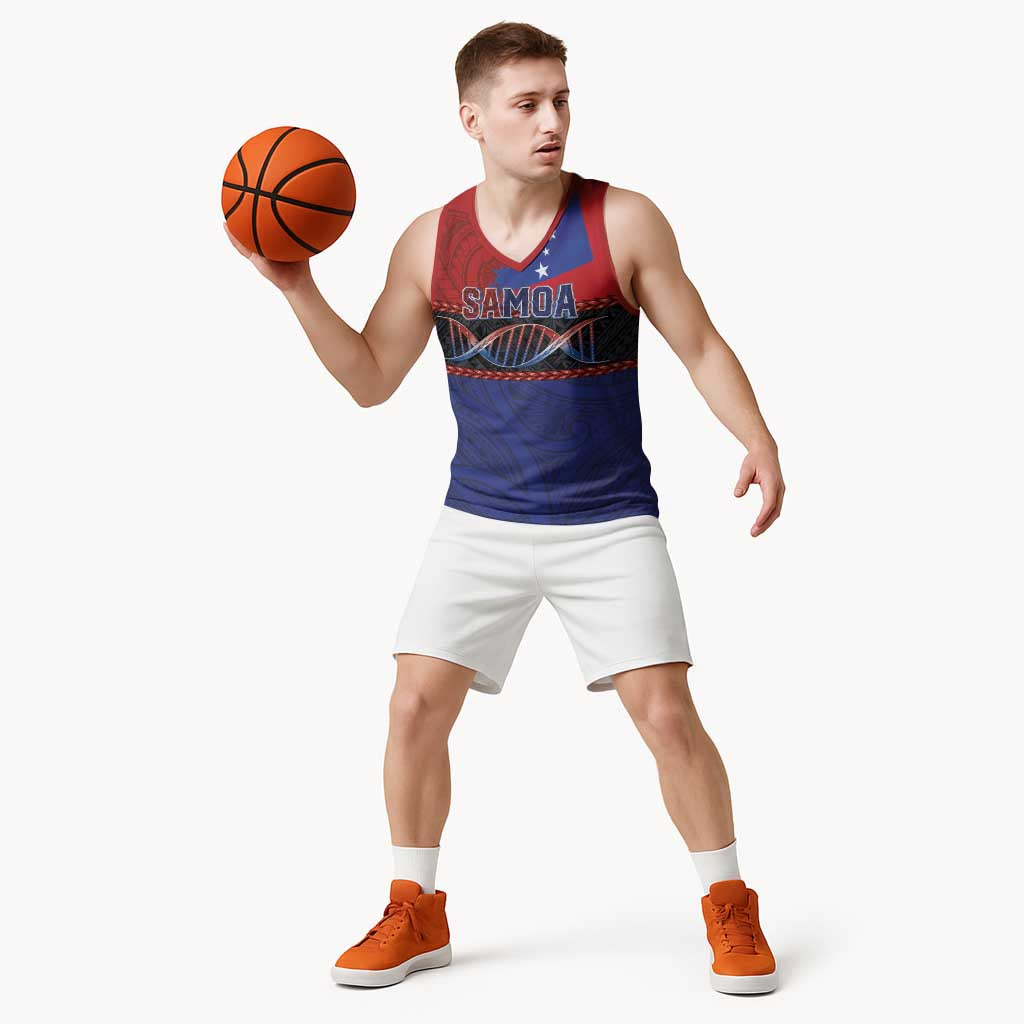Personalised Samoan DNA-Proud of Samoa Basketball Jersey Polynesian Patterns - Polynesian Pride