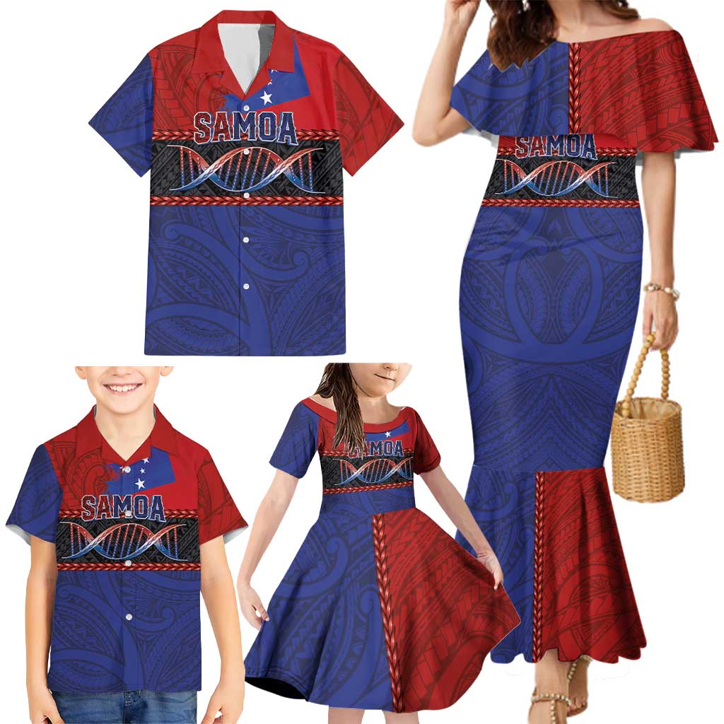Personalised Samoan DNA-Proud of Samoa Family Matching Mermaid Dress and Hawaiian Shirt Polynesian Patterns - Polynesian Pride