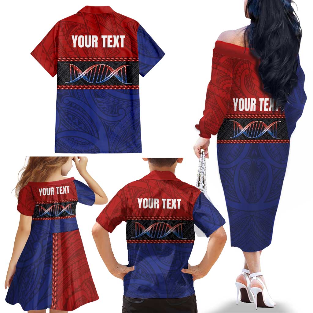 Personalised Samoan DNA-Proud of Samoa Family Matching Off The Shoulder Long Sleeve Dress and Hawaiian Shirt Polynesian Patterns LT03 - Polynesian Pride