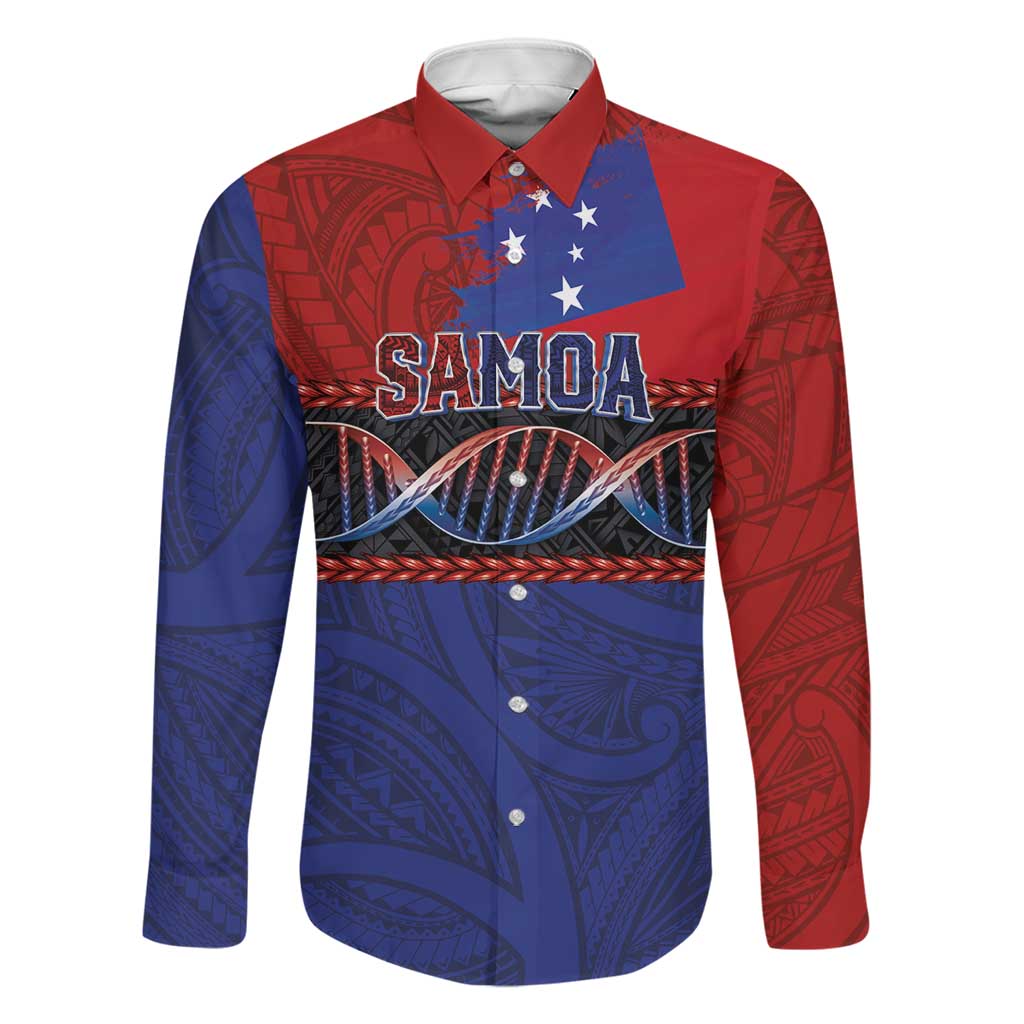 Personalised Samoan DNA-Proud of Samoa Family Matching Off The Shoulder Long Sleeve Dress and Hawaiian Shirt Polynesian Patterns LT03 Dad's Shirt - Long Sleeve Multicolor - Polynesian Pride