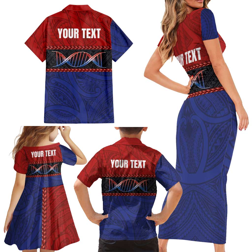 Personalised Samoan DNA-Proud of Samoa Family Matching Short Sleeve Bodycon Dress and Hawaiian Shirt Polynesian Patterns - Polynesian Pride