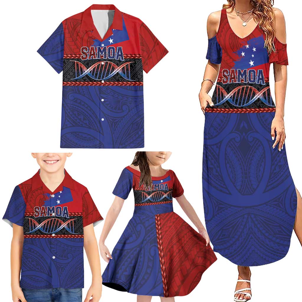 Personalised Samoan DNA-Proud of Samoa Family Matching Summer Maxi Dress and Hawaiian Shirt Polynesian Patterns - Polynesian Pride