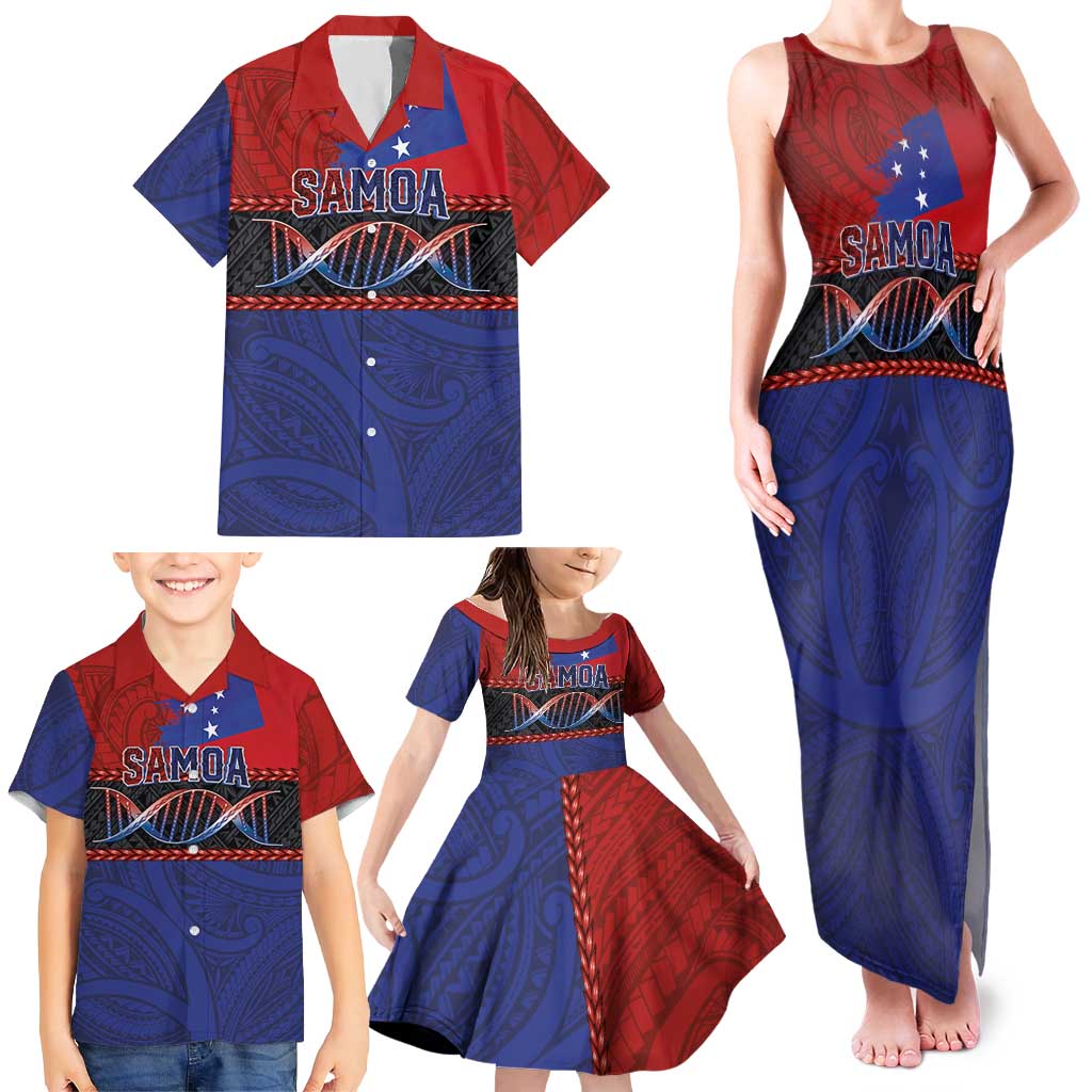 Personalised Samoan DNA-Proud of Samoa Family Matching Tank Maxi Dress and Hawaiian Shirt Polynesian Patterns LT03 - Polynesian Pride