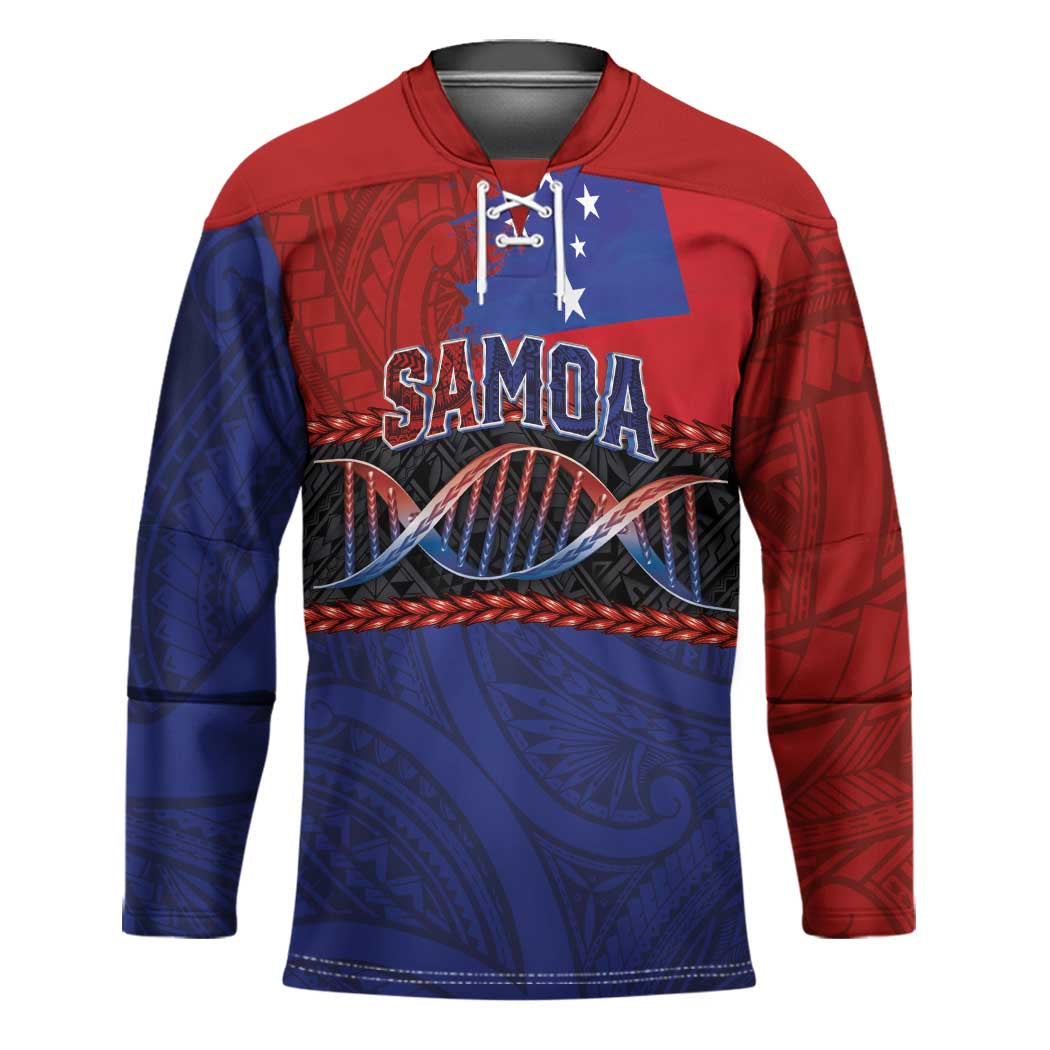 Personalised Samoan DNA-Proud of Samoa Hockey Jersey Polynesian Patterns - Polynesian Pride