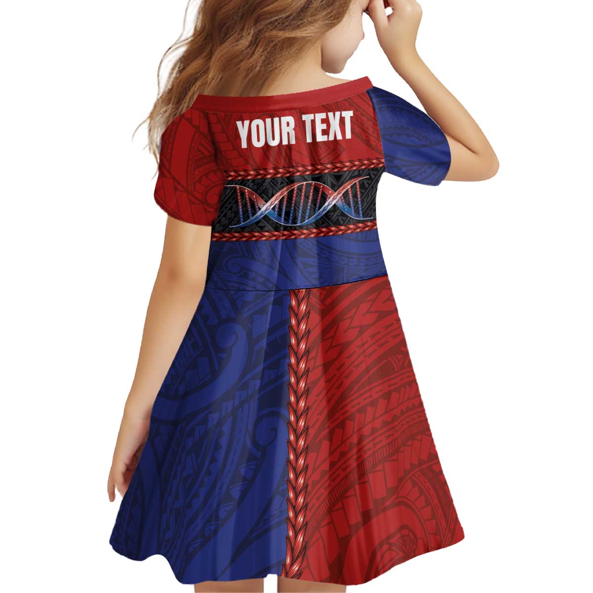 Personalised Samoan DNA-Proud of Samoa Kid Short Sleeve Dress Polynesian Patterns - Polynesian Pride