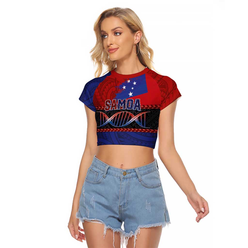 Personalised Samoan DNA-Proud of Samoa Raglan Cropped T Shirt Polynesian Patterns - Polynesian Pride
