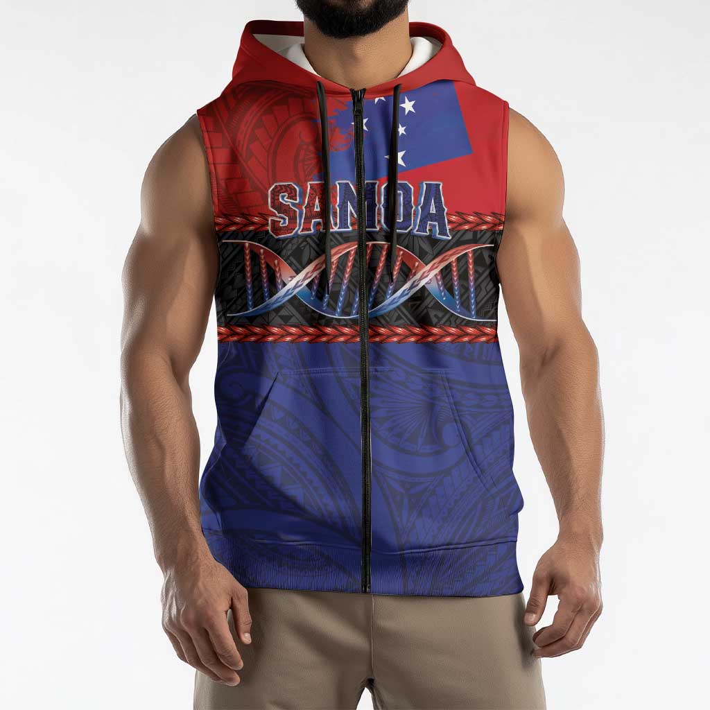 Personalised Samoan DNA-Proud of Samoa Sleeveless Zip Hoodie Polynesian Patterns - Polynesian Pride