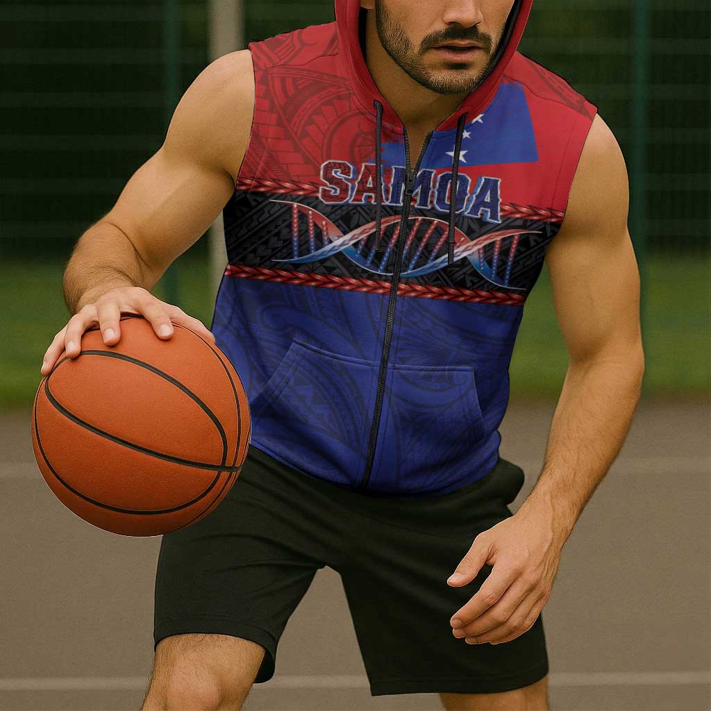 Personalised Samoan DNA-Proud of Samoa Sleeveless Zip Hoodie Polynesian Patterns - Polynesian Pride