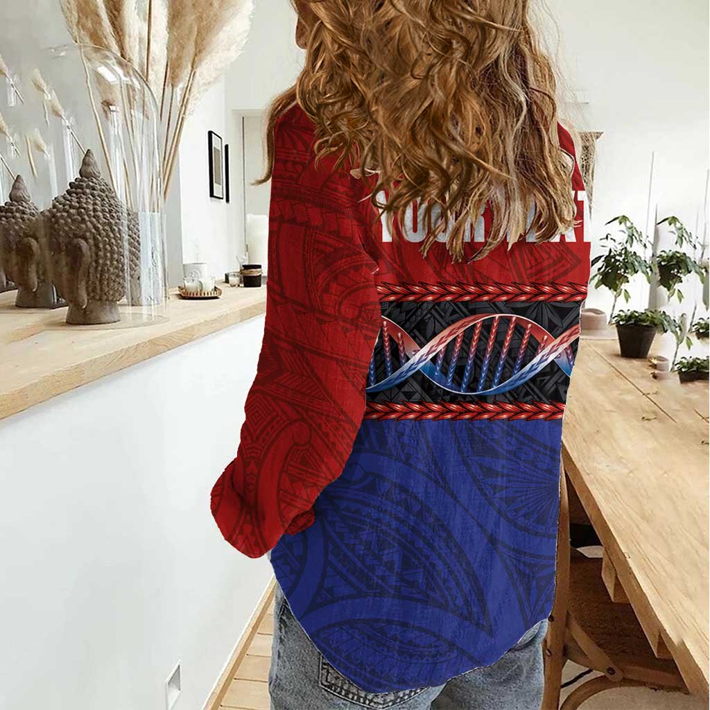Personalised Samoan DNA-Proud of Samoa Women Casual Shirt Polynesian Patterns - Polynesian Pride