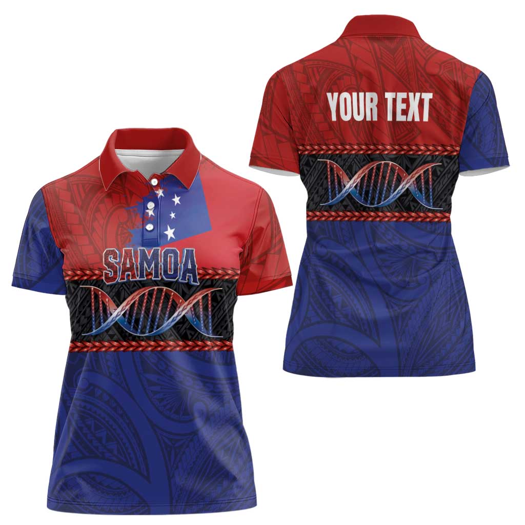Personalised Samoan DNA-Proud of Samoa Women Polo Shirt Polynesian Patterns - Polynesian Pride