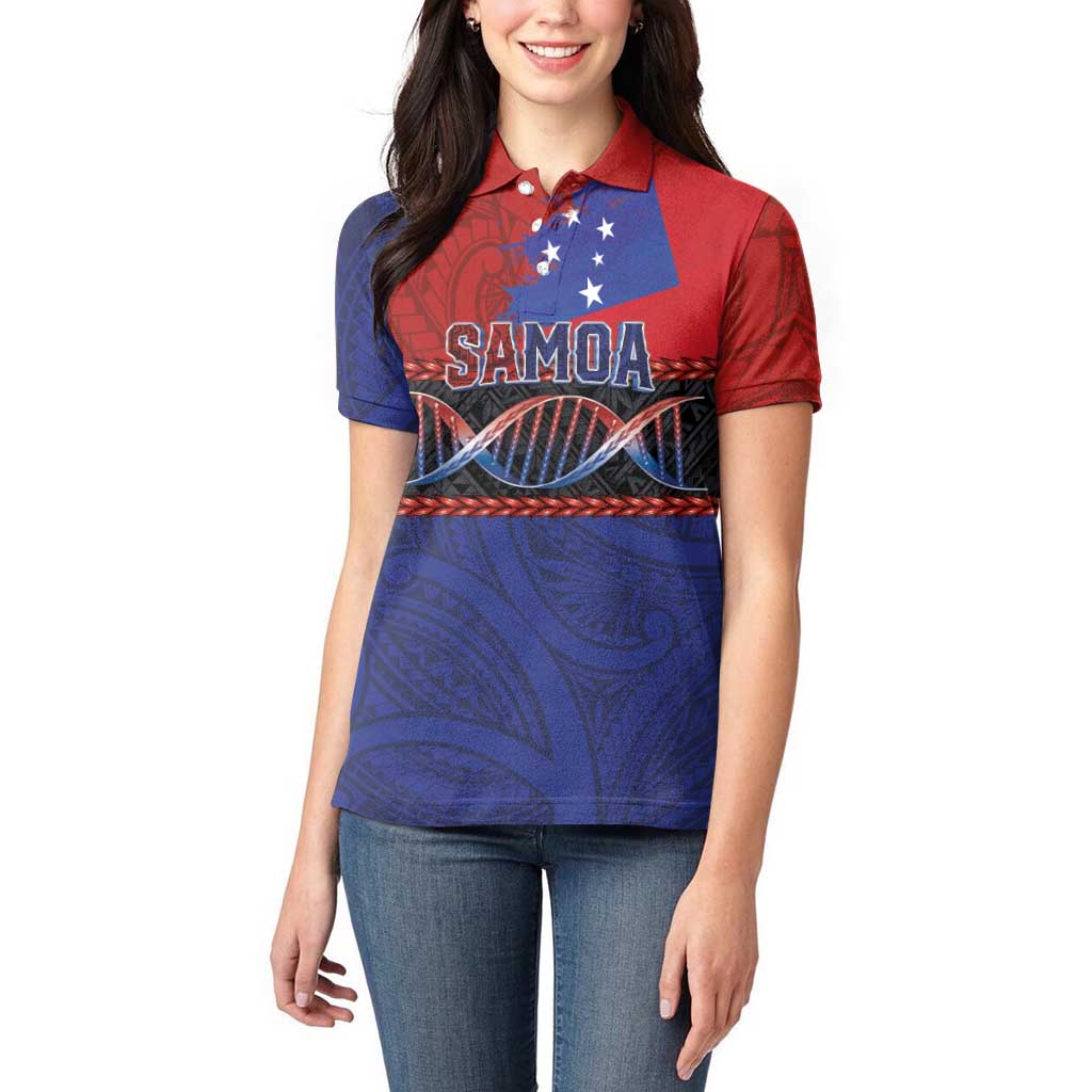 Personalised Samoan DNA-Proud of Samoa Women Polo Shirt Polynesian Patterns - Polynesian Pride