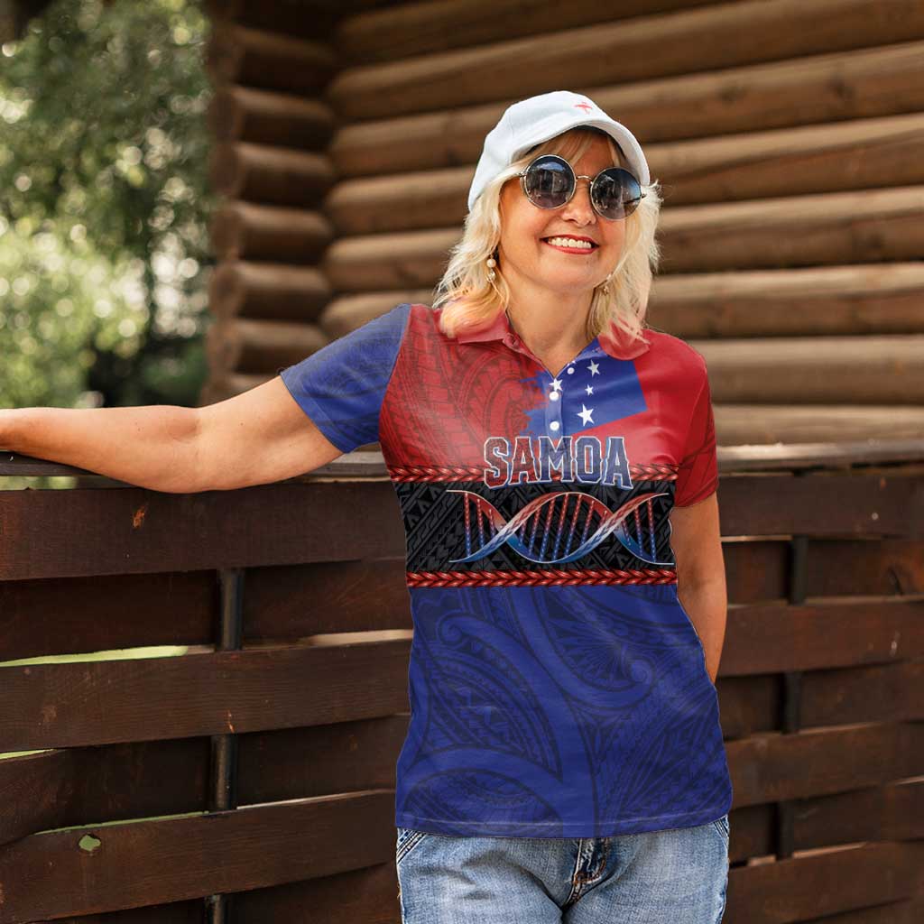 Personalised Samoan DNA-Proud of Samoa Women Polo Shirt Polynesian Patterns - Polynesian Pride