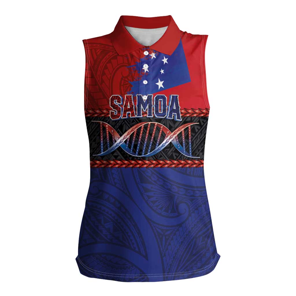 Personalised Samoan DNA-Proud of Samoa Women Sleeveless Polo Shirt Polynesian Patterns LT03 Female Multicolor - Polynesian Pride