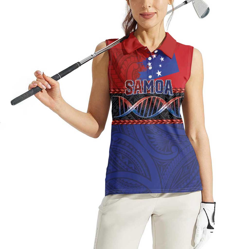 Personalised Samoan DNA-Proud of Samoa Women Sleeveless Polo Shirt Polynesian Patterns LT03 - Polynesian Pride