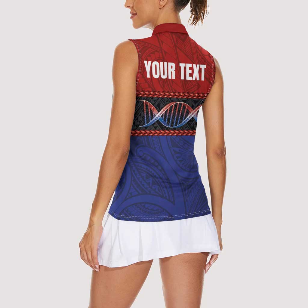 Personalised Samoan DNA-Proud of Samoa Women Sleeveless Polo Shirt Polynesian Patterns LT03 - Polynesian Pride