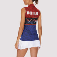 Personalised Samoan DNA-Proud of Samoa Women Sleeveless Polo Shirt Polynesian Patterns LT03 - Polynesian Pride