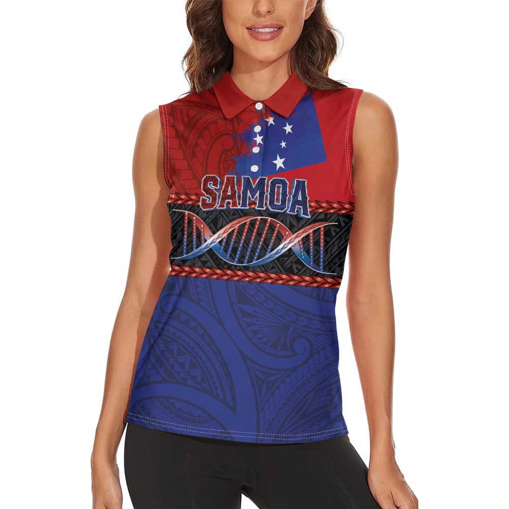 Personalised Samoan DNA-Proud of Samoa Women Sleeveless Polo Shirt Polynesian Patterns LT03 - Polynesian Pride
