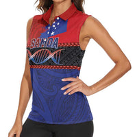 Personalised Samoan DNA-Proud of Samoa Women Sleeveless Polo Shirt Polynesian Patterns LT03 - Polynesian Pride