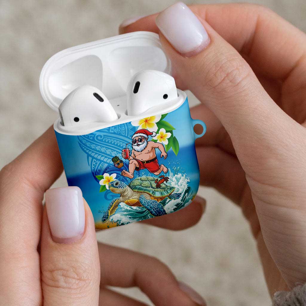 Polynesian Merry Christmas AirPods Case Funny Santa with Sea Turtle Beach Plumeria - Polynesian Pride