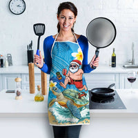 Polynesian Merry Christmas Apron Funny Santa with Sea Turtle Beach Plumeria LT03 - Polynesian Pride