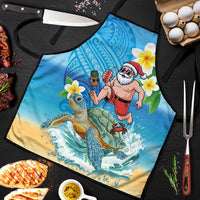 Polynesian Merry Christmas Apron Funny Santa with Sea Turtle Beach Plumeria LT03 Multicolor - Polynesian Pride
