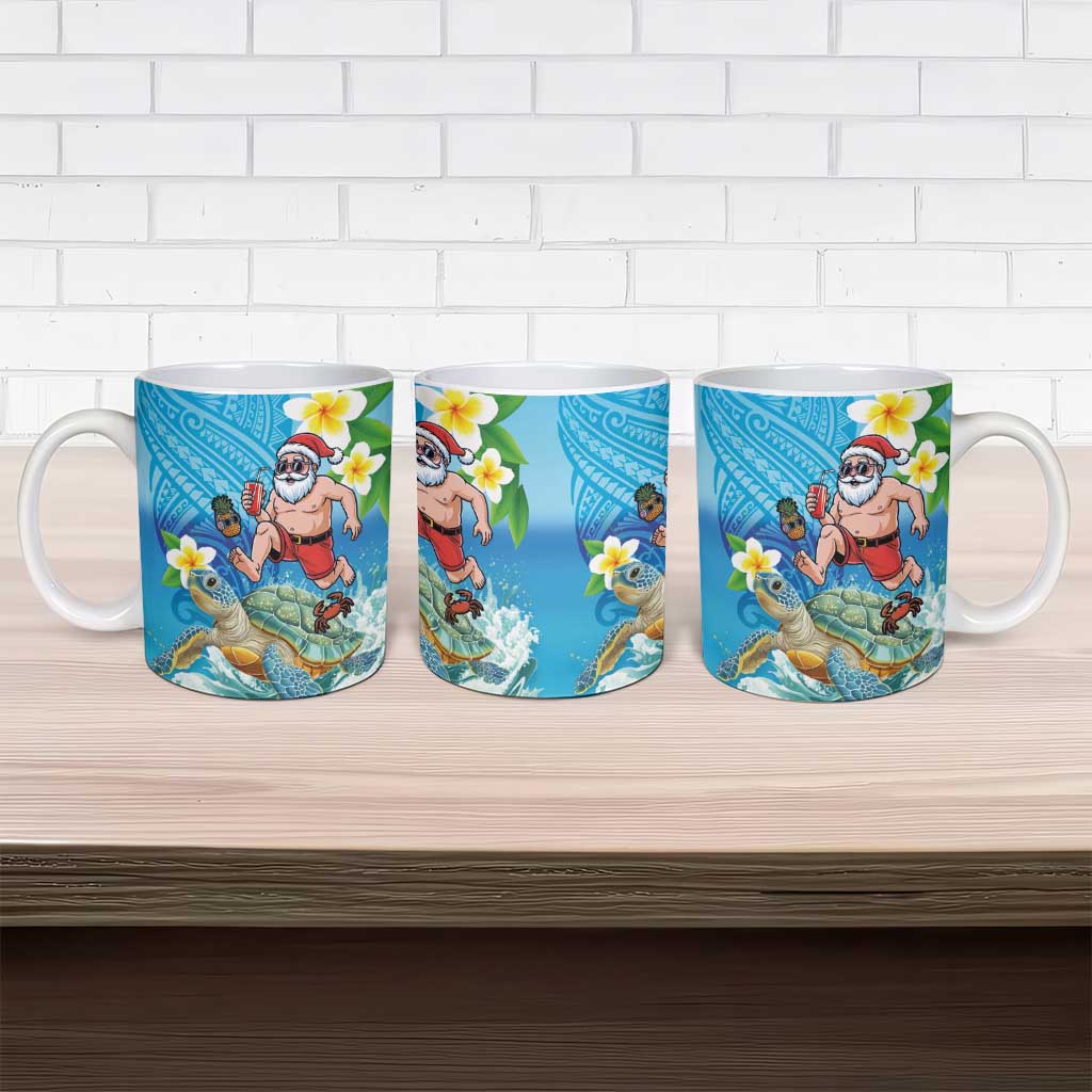 Polynesian Merry Christmas Ceramic Mug Funny Santa with Sea Turtle Beach Plumeria LT03 - Polynesian Pride