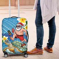 Polynesian Merry Christmas Luggage Cover Funny Santa with Sea Turtle Beach Plumeria LT03 Multicolor - Polynesian Pride