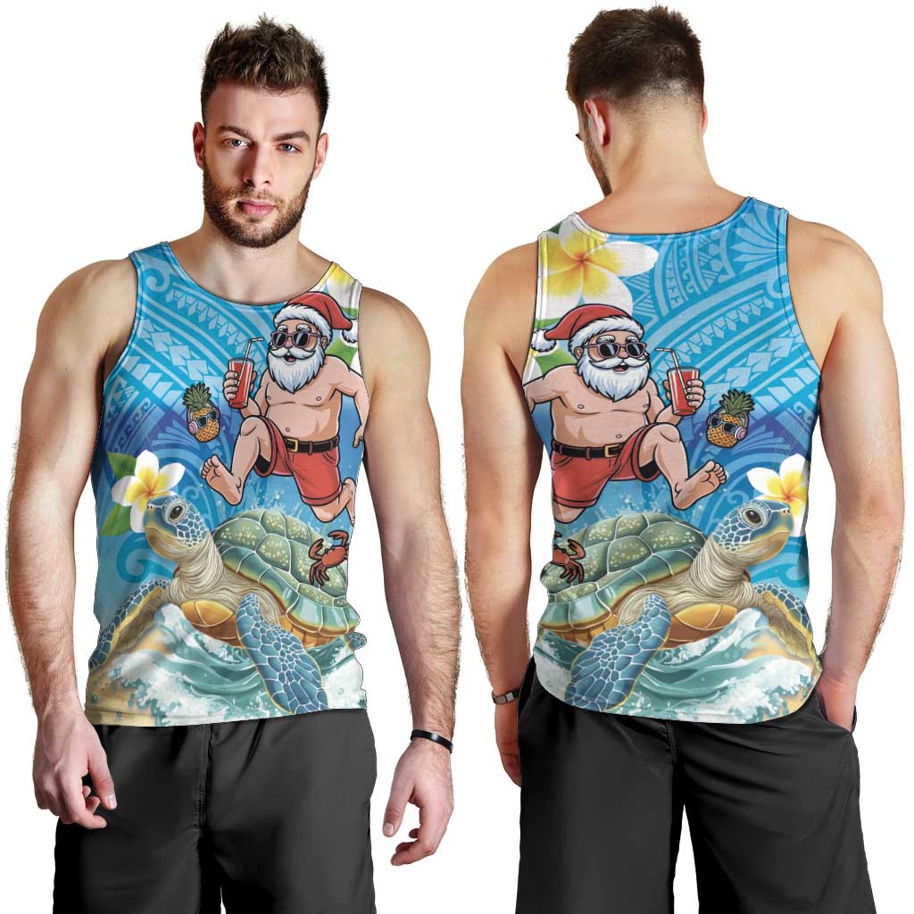 Polynesian Merry Christmas Men Tank Top Funny Santa with Sea Turtle Beach Plumeria - Polynesian Pride