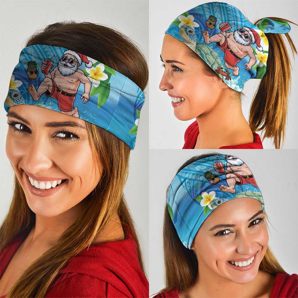 Polynesian Merry Christmas Neck Gaiter Funny Santa with Sea Turtle Beach Plumeria - Polynesian Pride