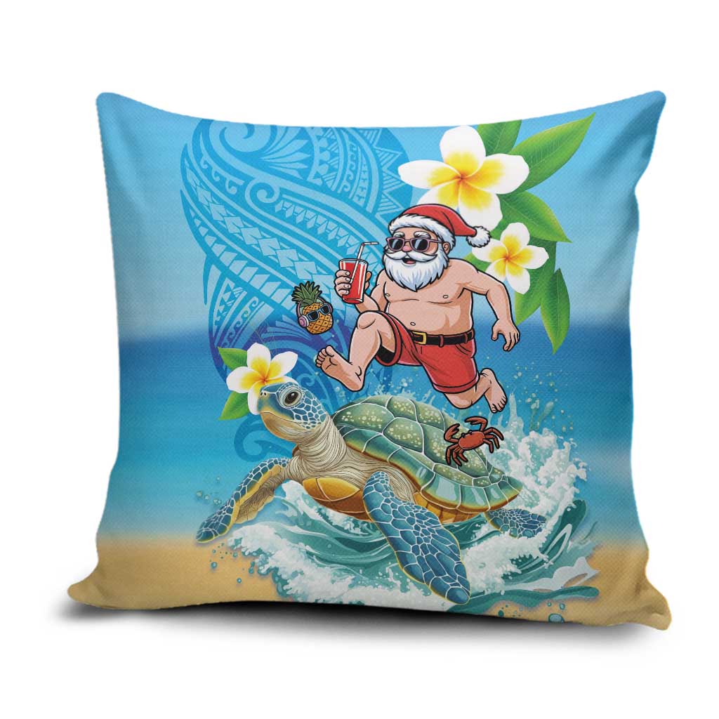 Polynesian Merry Christmas Pillow Cover Funny Santa with Sea Turtle Beach Plumeria LT03 Multicolor - Polynesian Pride