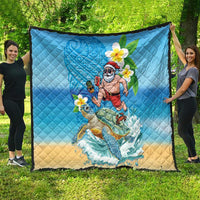 Polynesian Merry Christmas Quilt Funny Santa with Sea Turtle Beach Plumeria LT03 - Polynesian Pride