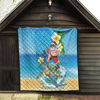 Polynesian Merry Christmas Quilt Funny Santa with Sea Turtle Beach Plumeria LT03 - Polynesian Pride