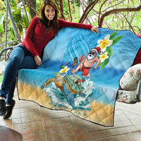 Polynesian Merry Christmas Quilt Funny Santa with Sea Turtle Beach Plumeria LT03 - Polynesian Pride