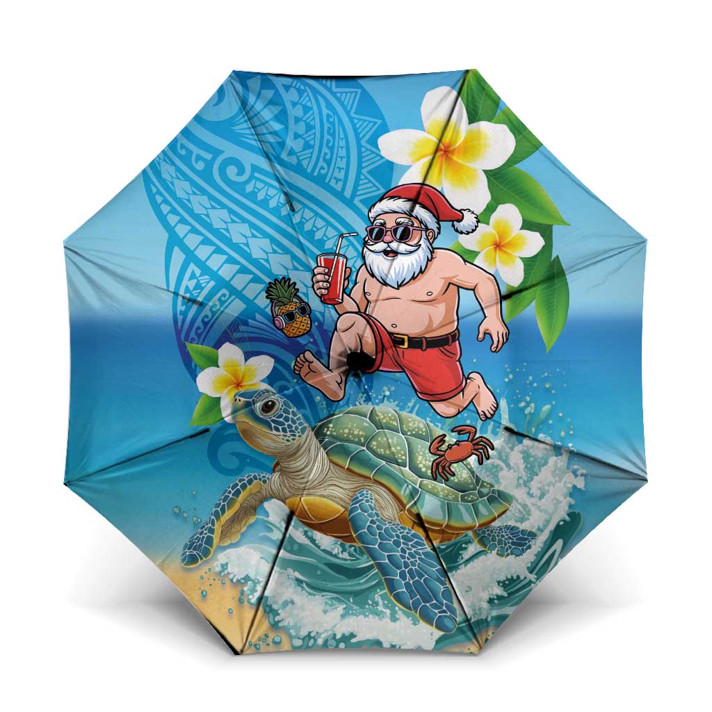 Polynesian Merry Christmas Umbrella Funny Santa with Sea Turtle Beach Plumeria LT03 One Size Folded 11.42 inch Opened Diameter 37.4 inch Multicolor - Polynesian Pride