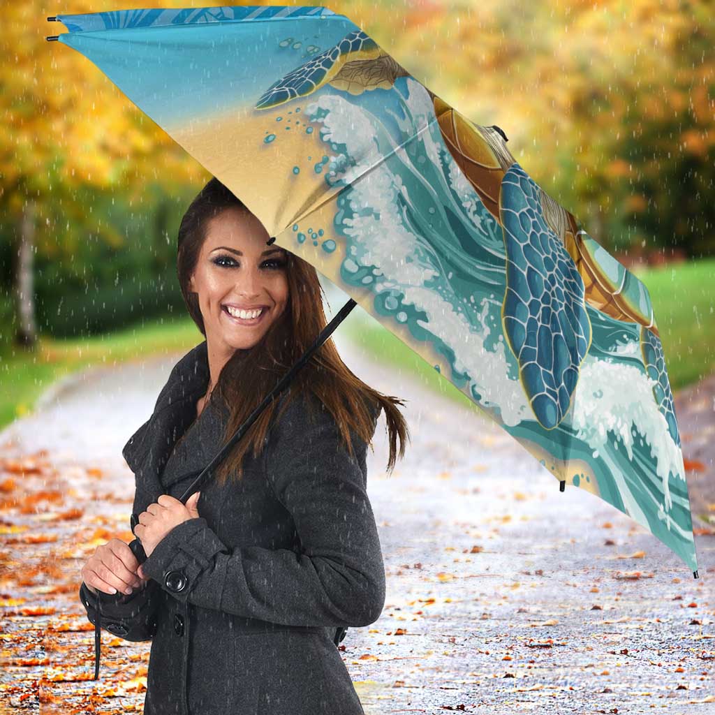 Polynesian Merry Christmas Umbrella Funny Santa with Sea Turtle Beach Plumeria - Polynesian Pride