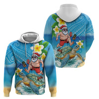 Polynesian Merry Christmas Zip Hoodie Funny Santa with Sea Turtle Beach Plumeria LT03 - Polynesian Pride