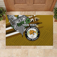 Hawaii James Campbell High School Rubber Doormat Kakau Pattern Gold Color Version LT03 - Polynesian Pride