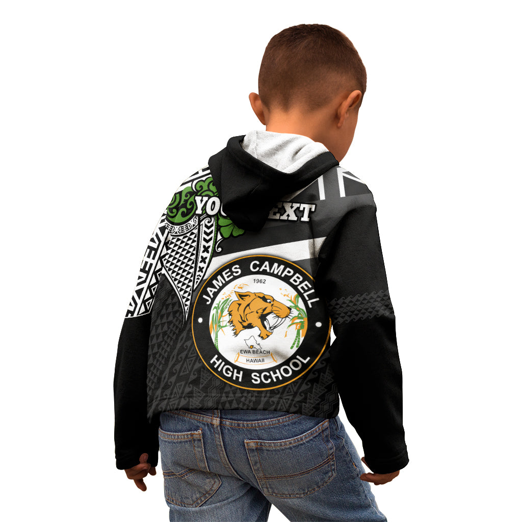Hawaii James Campbell High School Kid Hoodie Kakau Pattern Black Version LT03 - Polynesian Pride