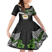 Hawaii James Campbell High School Kid Short Sleeve Dress Kakau Pattern Black Version LT03 KID Black - Polynesian Pride