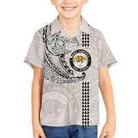 Custom Hawaii James Campbell High School Family Matching Long Sleeve Bodycon Dress and Hawaiian Shirt Tribal Kakau Pattern LT03 Son's Shirt White - Polynesian Pride