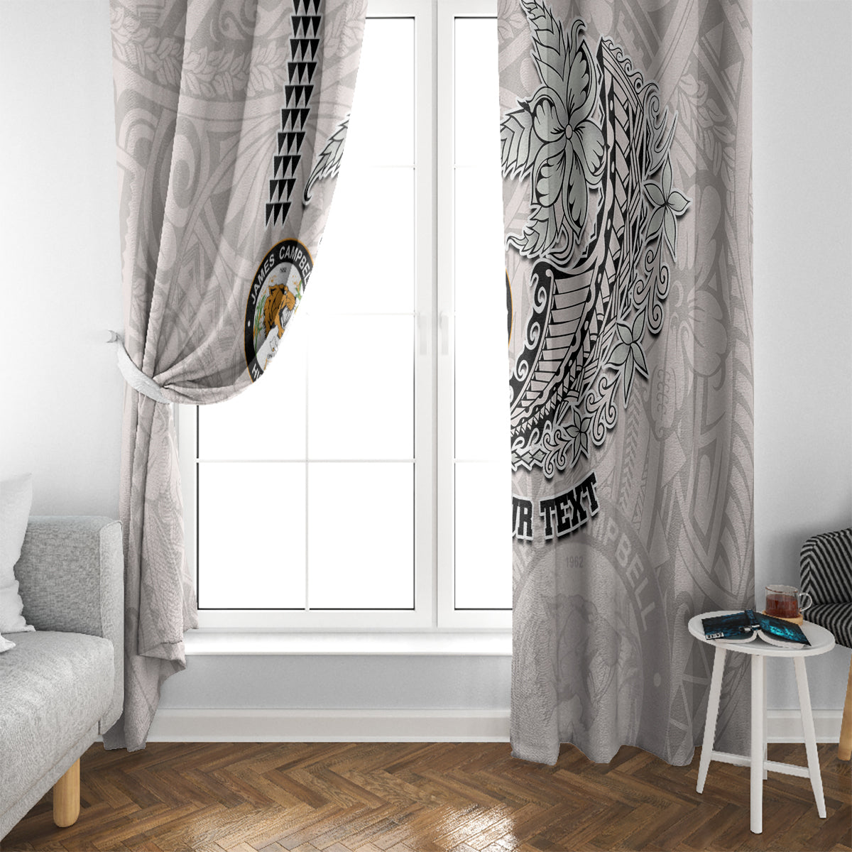 Custom Hawaii James Campbell High School Window Curtain Tribal Kakau Pattern LT03 - Polynesian Pride
