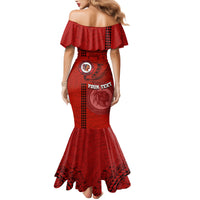 Hawaii Kahuku High & Intermediate School Family Matching Mermaid Dress and Hawaiian Shirt Tribal Kakau Pattern LT03 - Polynesian Pride