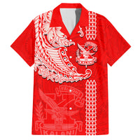 Hawaii Kalani High School Family Matching Off Shoulder Short Dress and Hawaiian Shirt Tribal Kakau Pattern LT03 Dad's Shirt - Short Sleeve Red - Polynesian Pride