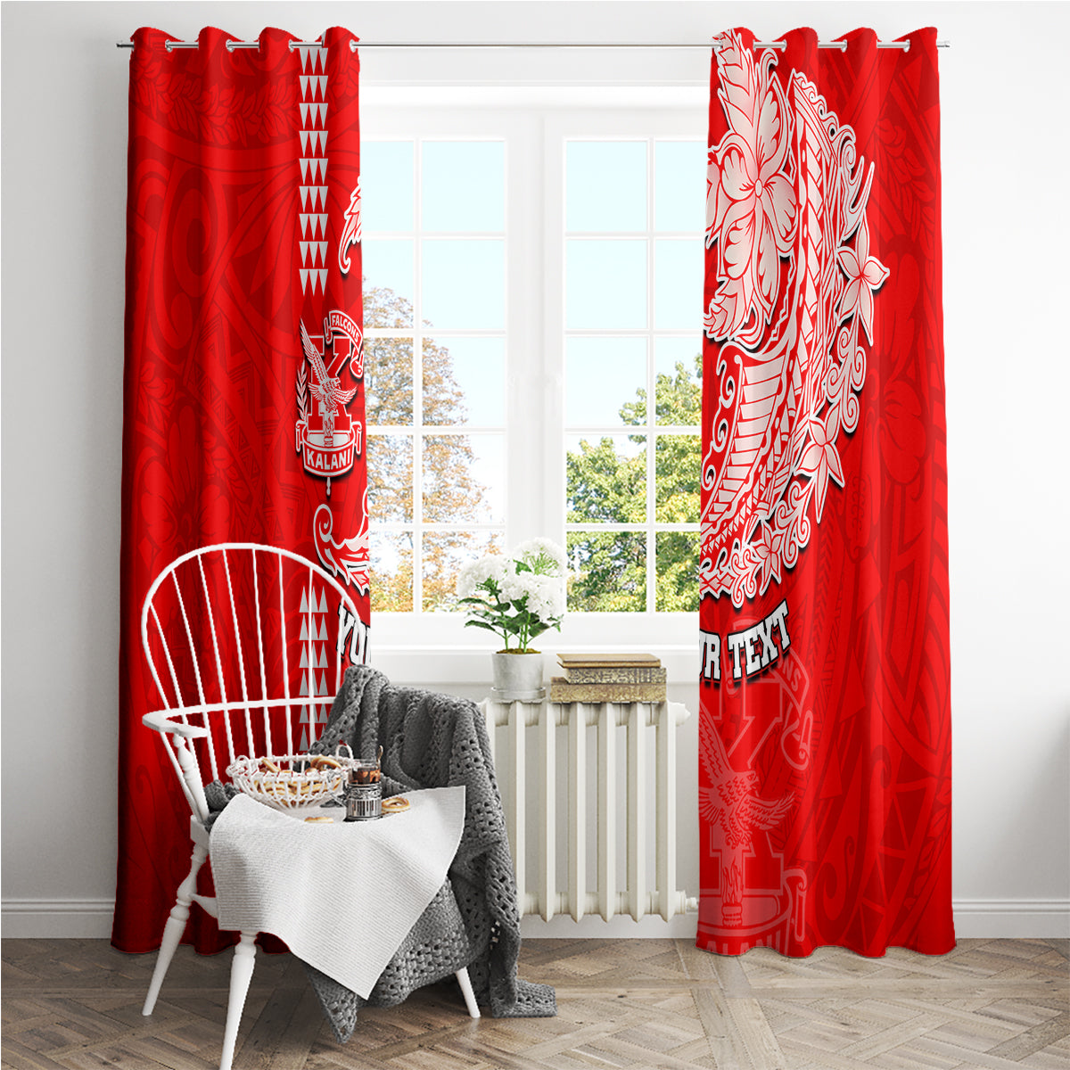 Hawaii Kalani High School Window Curtain Tribal Kakau Pattern LT03 - Polynesian Pride